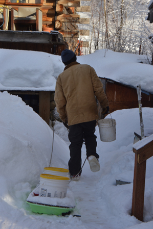 Pete with water buckets